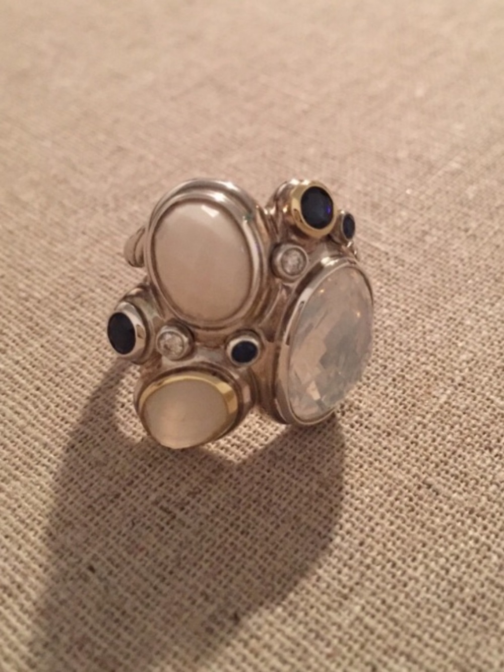 David Yurman | Ring | Sterling Silver Multi-Stone Oval Mosaic Ring with Diamonds - Picture 11 of 14